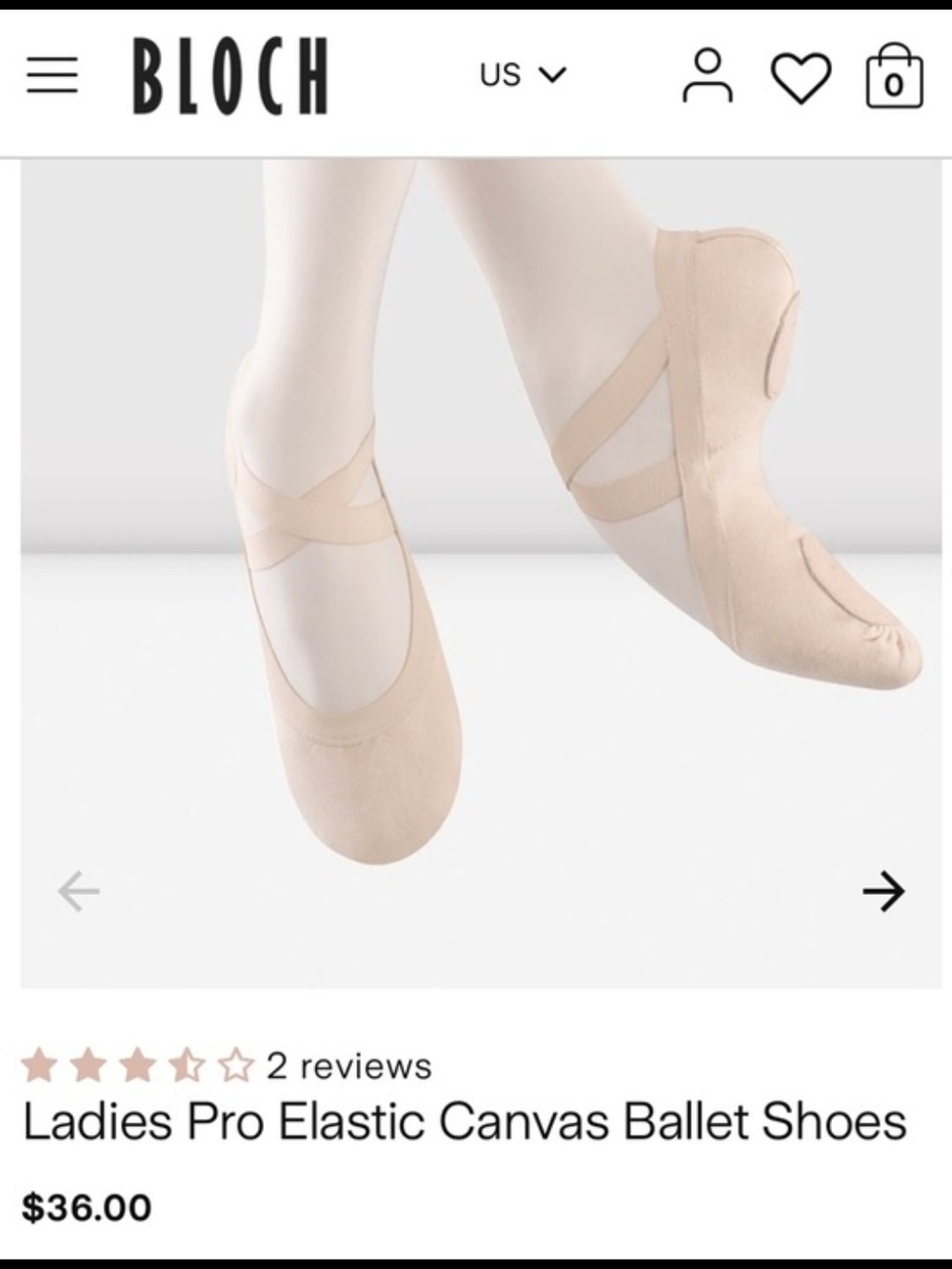 Bloch Pro Elastic Canvas Ballet Flats in Light Pink/Nude